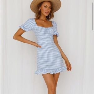 Hello Molly Gingham Blue and White Dress